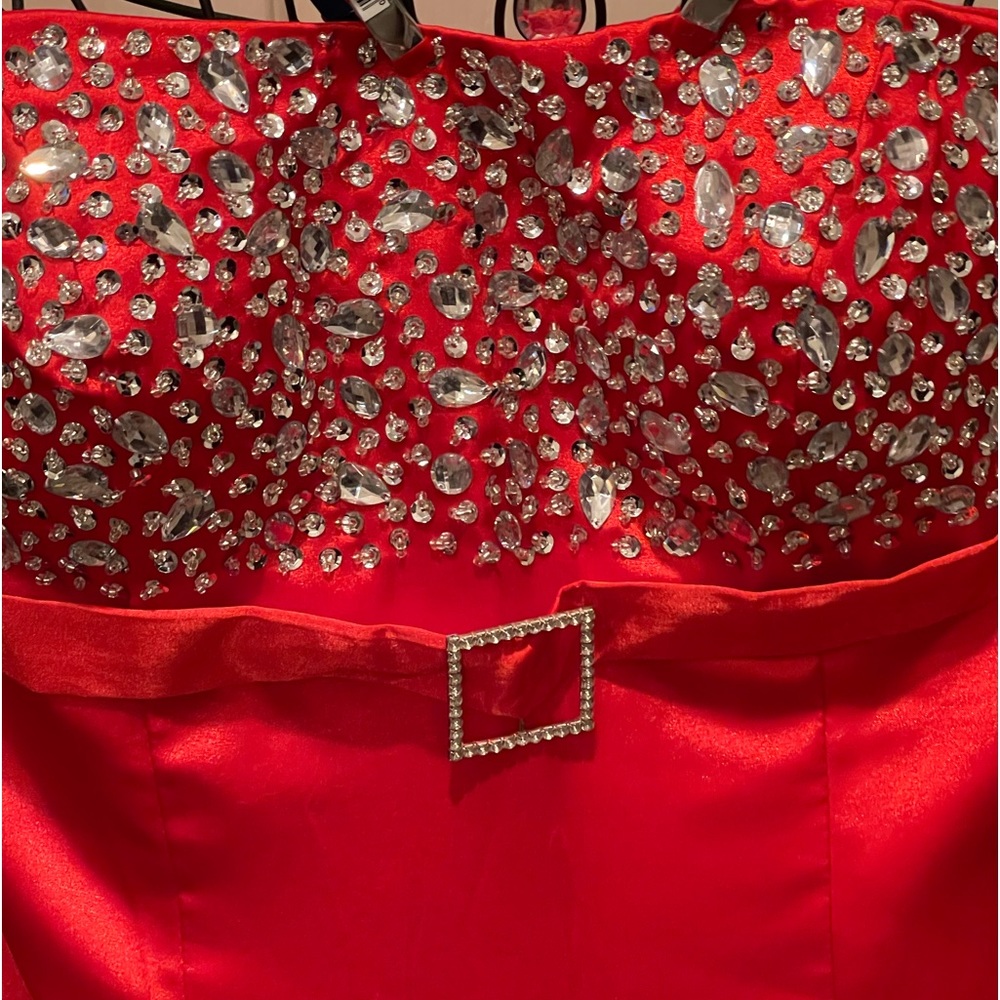 Custom made jeweled evening gown.
